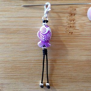Purple Fish Dangle Zipper Planner Charm